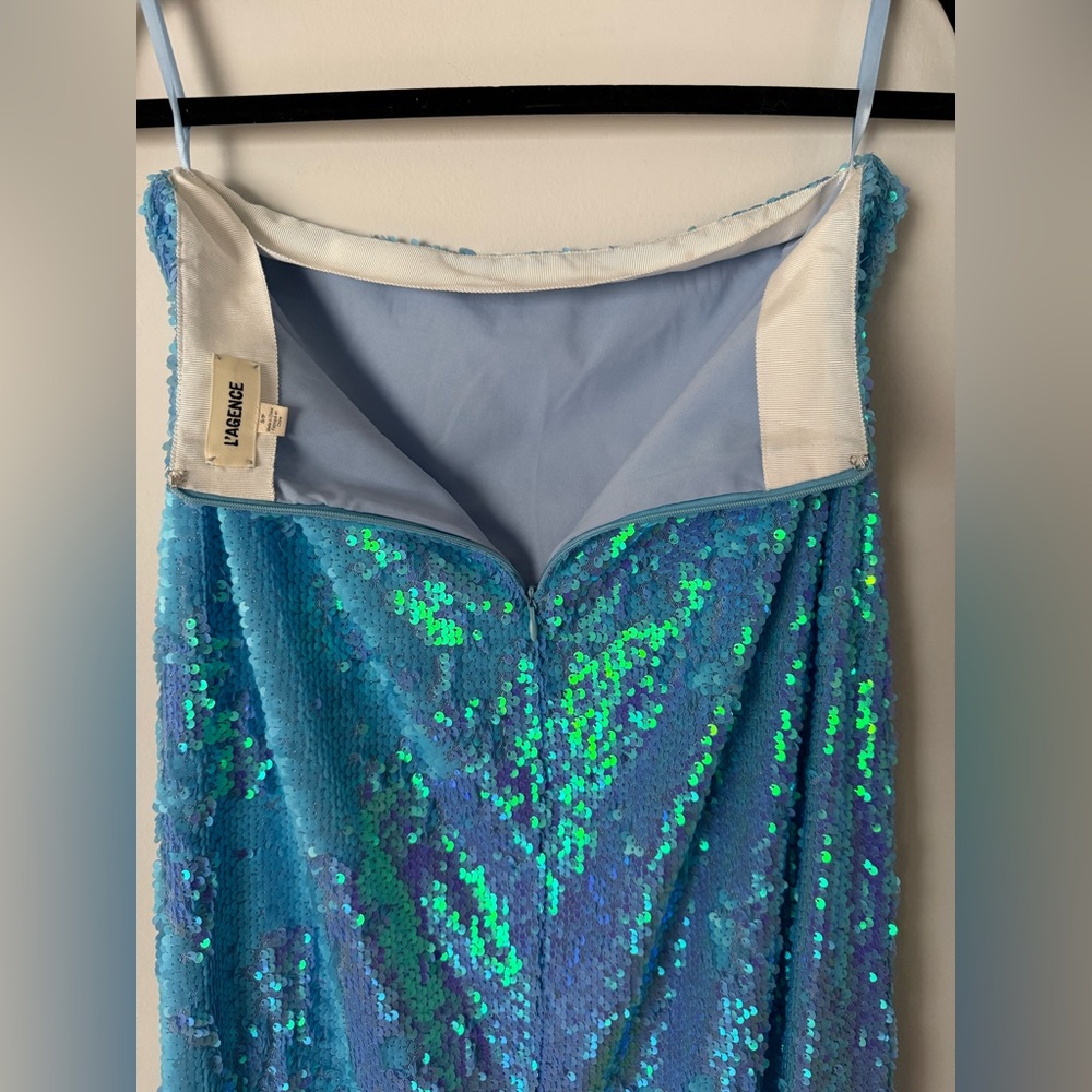 NWOT L'AGENCE Fully Sequined Maxi Skirt In Cloud Blue - Picture 11 of 16